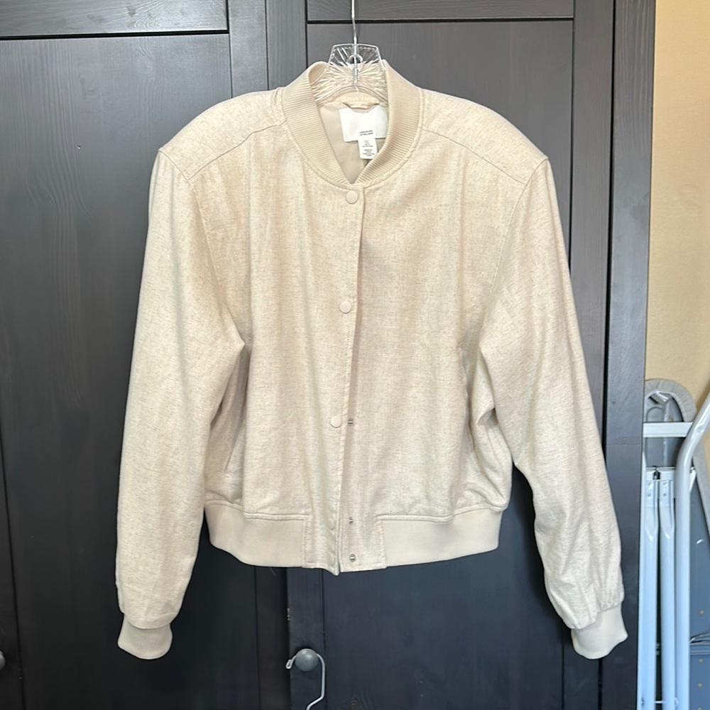 H&M linen bomber jacket size L new